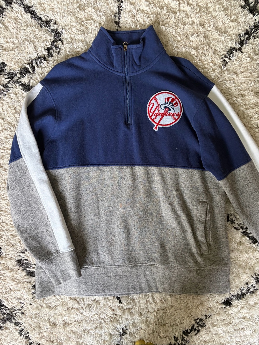 Navy & Gray Quarter-Zip Pullover Sweater